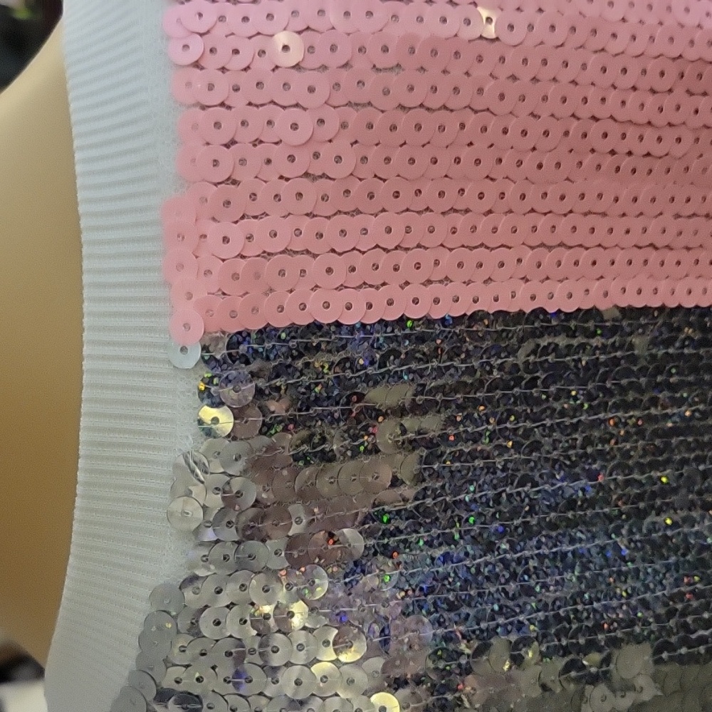 Sequin Heart T-Shirt in Pink and Silver size small - Picture 5 of 9